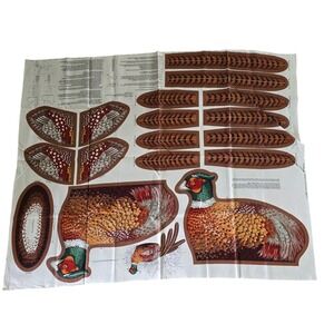 Cranston Print Works Ring-Necked Pheasant Fabric Panel Cut Sew Plush Vintage OS